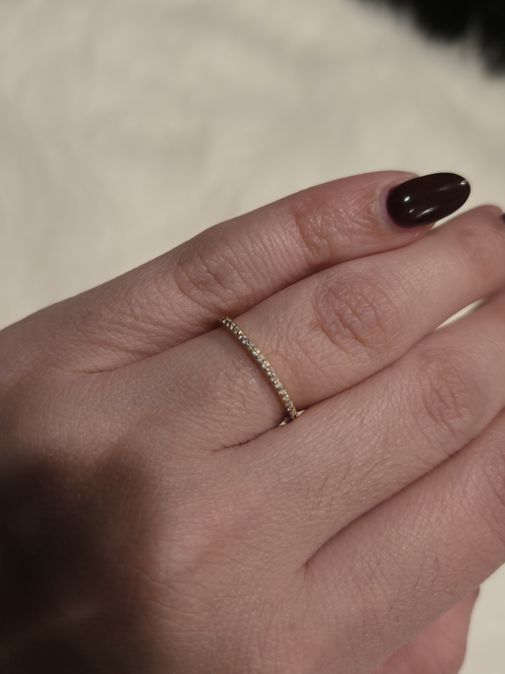Dainty 14k Solid Gold Natural Diamond Pavé Half Eternity Band